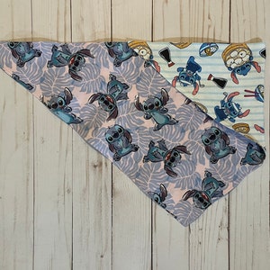 Reversible Dog Bandana Made With Licensed Lilo and Stitch Fabric
