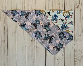 Reversible Dog Bandana Made With Licensed Lilo and Stitch Fabric