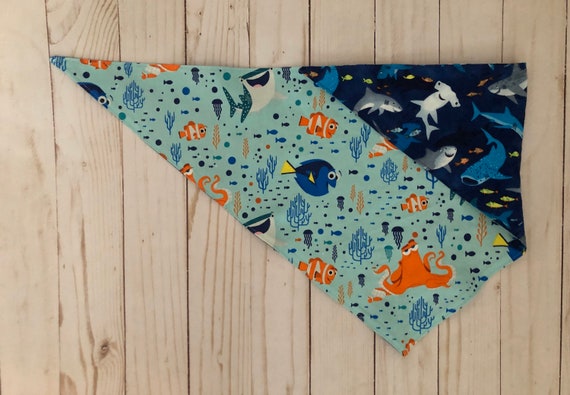 Finding Nemo/ Smiley Sharks Reversible Dog Bandana