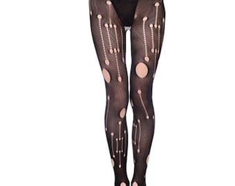 Black Distressed Tights with holes