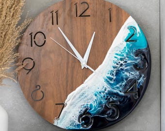 Ocean Wall Clock, Resin Wall Clock  Ocean Wall Decor Unique Wall Clock Nautical Decor Beach House Coastal Wall Decor 12inch Ocean Wall Clock
