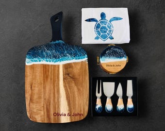 Personalized Luxury Engagement Gift Box For Couple, Personalized Board and Coasters, Custom Wedding Gifts, Personalized Anniversary Gift