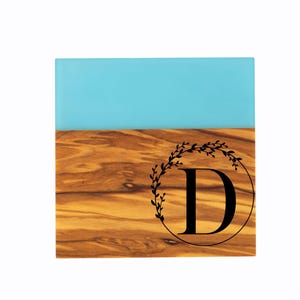 Handmade Olive Wood Resin River Coasters housewarming gift, host gift