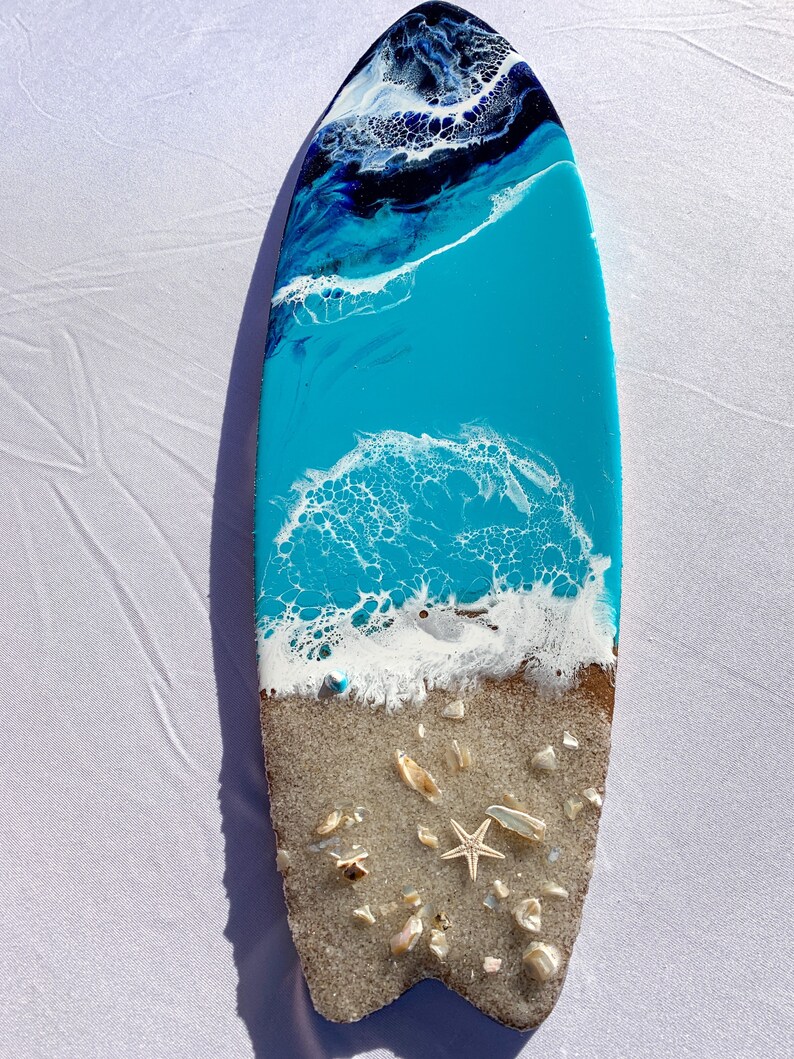 16 Epoxy Resin Surfboard Wall Art Wave Wood Art Etsy