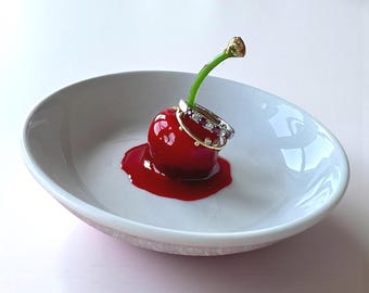 Resin Ring Dish, Cherry Unique Ring Dish, Resin Ring Holder