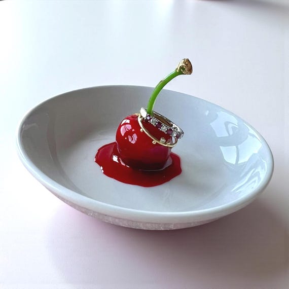 Resin Ring Dish, Cherry Unique Ring Dish, Resin Ring Holder