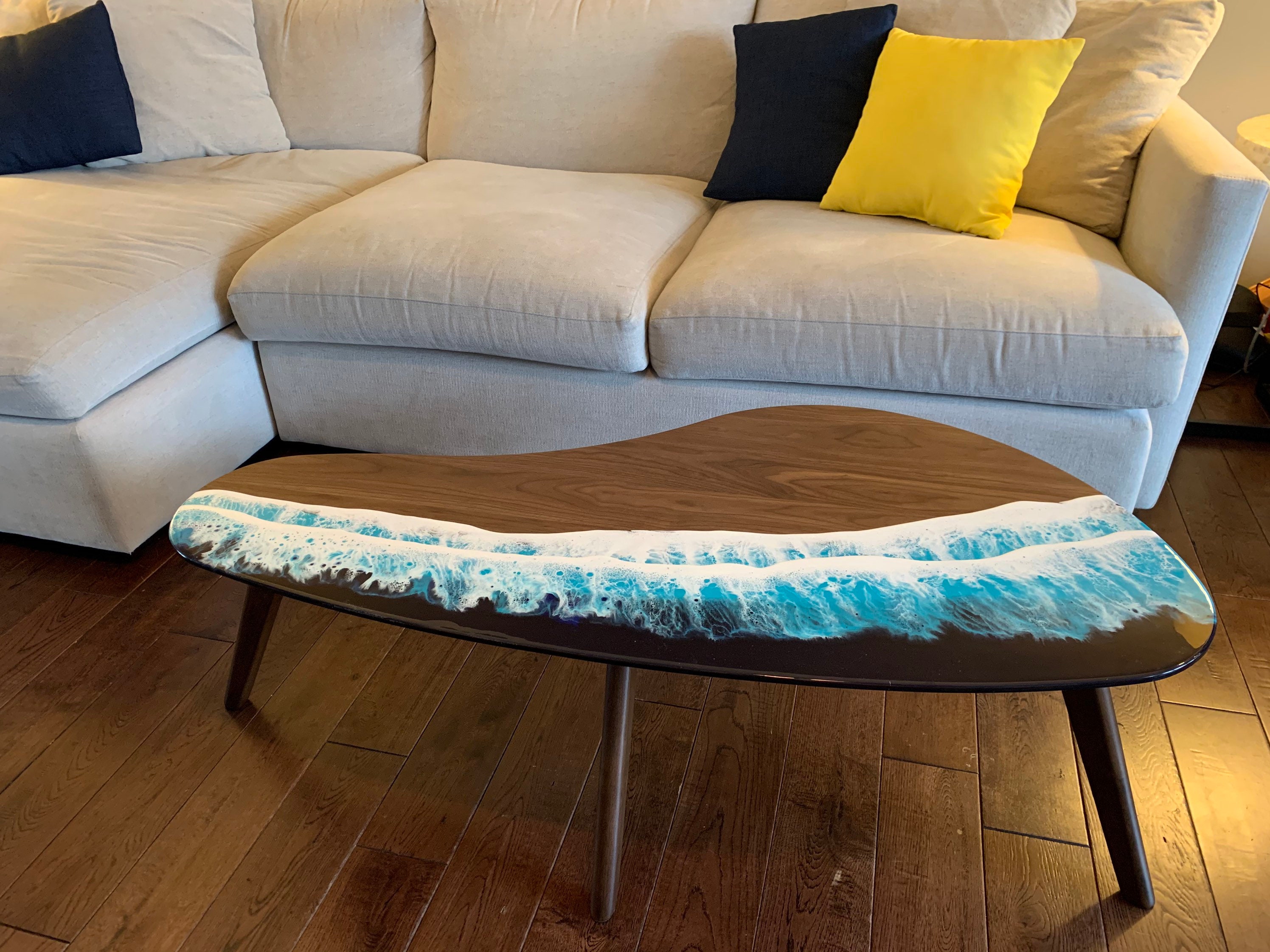 Mid Century Ocean Resin Coffee Table Etsy