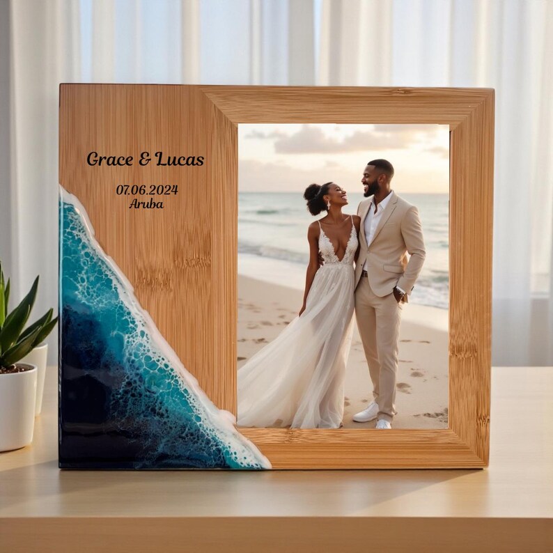 Beach Wedding Picture Frame, Nautical Personalized Wooden 5x7 Picture Frame, Engagement, Cruise Keepsake Vacation Frame, Hawaii Photo Frame image 8