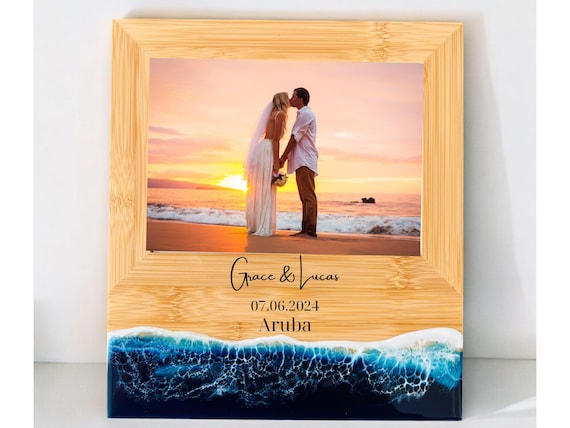 Beach Wedding Picture Frame, Nautical  Personalized Wooden 5x7 Picture Frame, Engagement, Cruise Keepsake Vacation Frame, Hawaii Photo Frame
