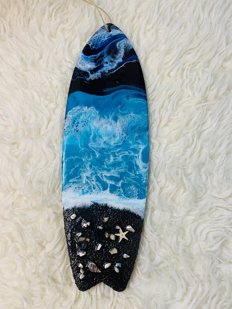 16 Epoxy Resin Surfboard Wall Art Wave Wood Art Etsy