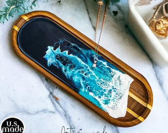 Ocean Resin Jewelry Tray Resin Trinket Tray Jewelry Tray Unique Vanity Tray Ocean ring dish Jewelry dish Trinket dish Epoxy Resin Tray her