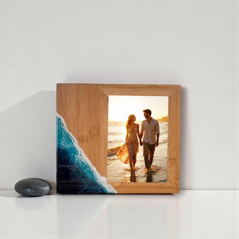 Beach Wedding Picture Frame, Nautical Personalized Wooden 5x7 Picture Frame, Engagement, Cruise Keepsake Vacation Frame, Hawaii Photo Frame Vertically
