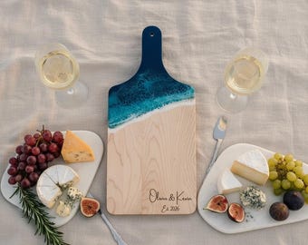 Personalized Wedding Gift for Couple | Coastal Charcuterie Board Wedding Gift for Beach Wedding | Unique Newlywed Gift
