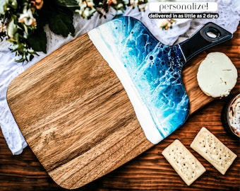 Personalized Ocean Resin Cutting Board Unique Gift Mom Christmas Gift sister wedding charcuterie board beach home gift beach house decor