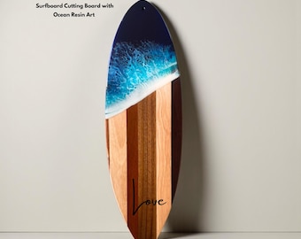 Surfboard Cutting Board Resin Ocean Wave Serving Surfboard  Beach House Kitchen Decor Surf Board Gift Cheeseboard Surfboard Chopping Board