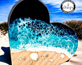 Resin Heart with Sand, Beach Home Wall Decor, Beach Lover Gift Resin Art Ocean Gift Home Decor Coastal Wall Art Nautical Home Gift