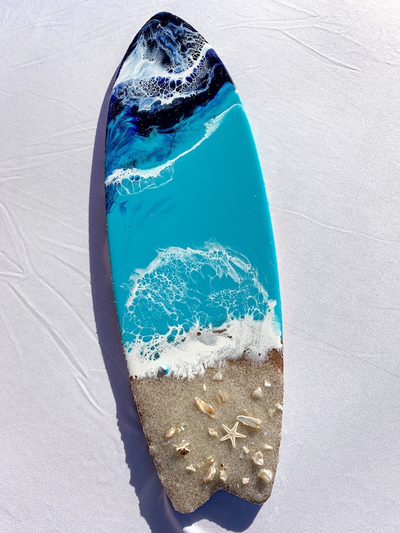 16 Epoxy Resin Surfboard Wall Art Wave Wood Art Etsy
