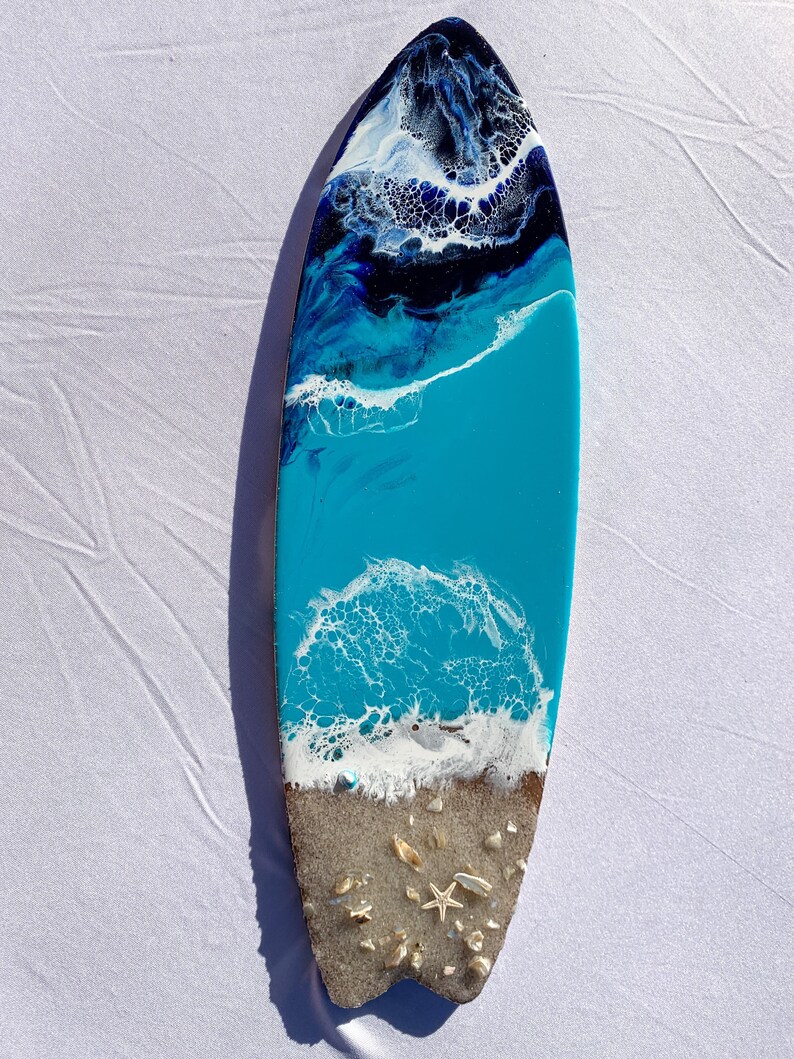 16 Epoxy Resin Surfboard Wall Art Wave Wood Art Etsy