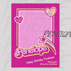 PREMIUM PINK DOLL Cut Out Frame, Custom Name, Photobooth, Selfie, Birthday, Digital File