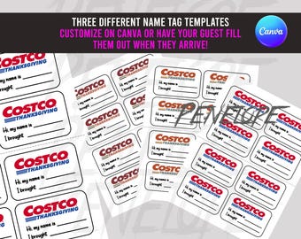 Costco Thanksgiving Name Tags, Canva Templates (Digital File)