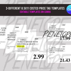 Etykiety cenowe Costco, spersonalizowany motyw jedzenia, zestaw 10 sztuk (plik cyfrowy)