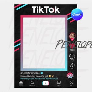 Marco de fotomatón de cumpleaños de TikTok personalizado (archivo digital)