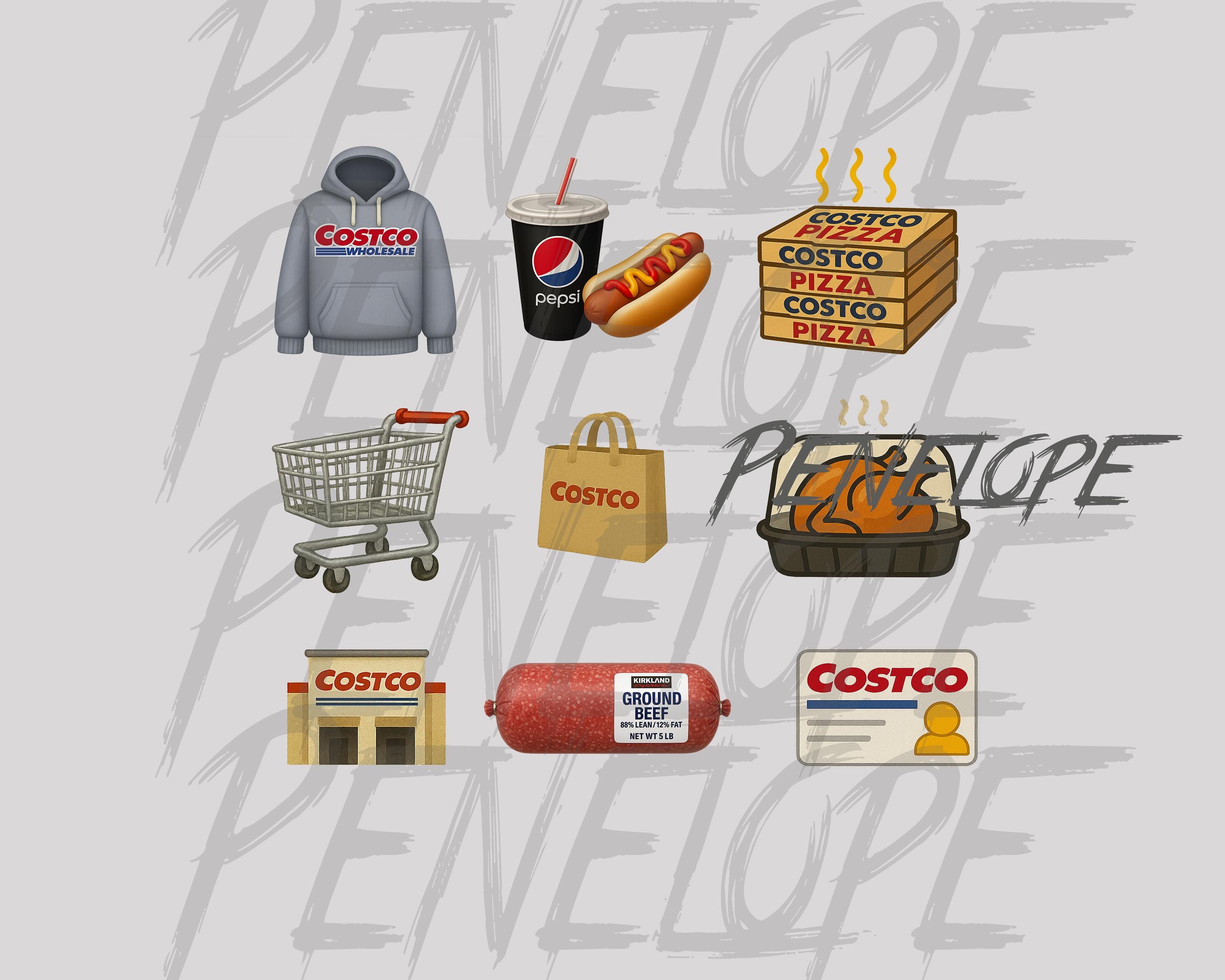 コストコ PNG 絵文字、9 個セット、デジタルダウンロード - Etsy 日本