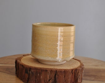 Hand Thrown Stoneware Tea Bowl: Drippy Glazed Ceramic