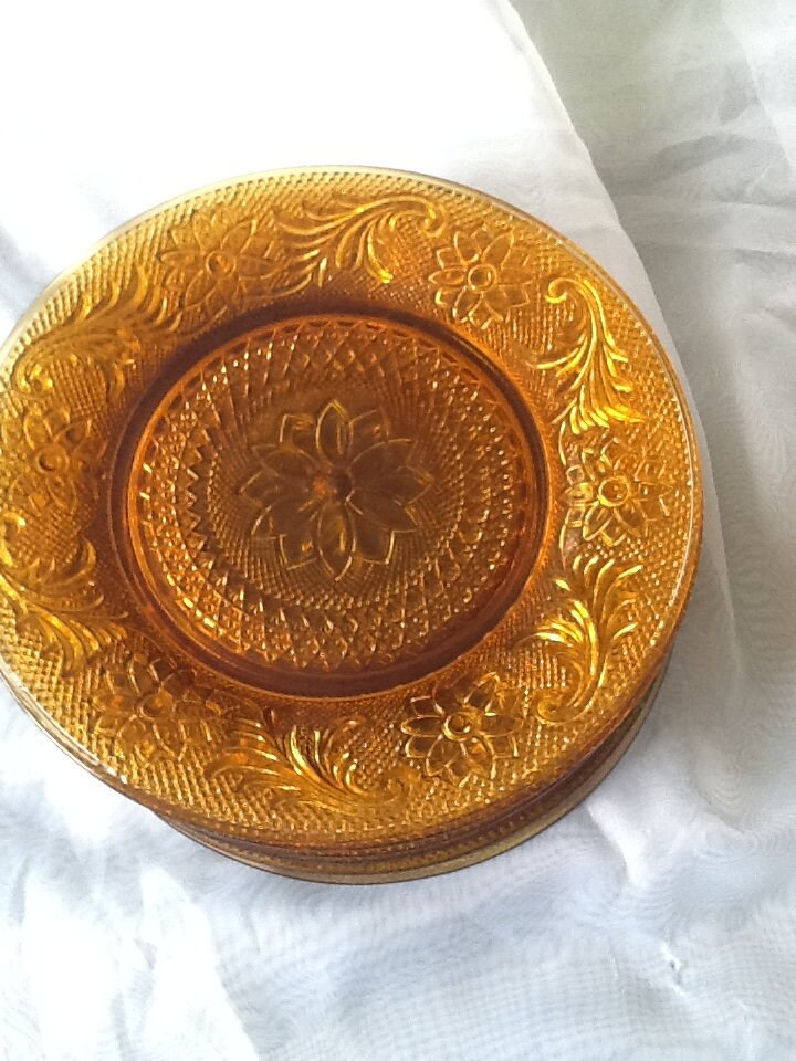 Indiana Amber Glass Plate Etsy