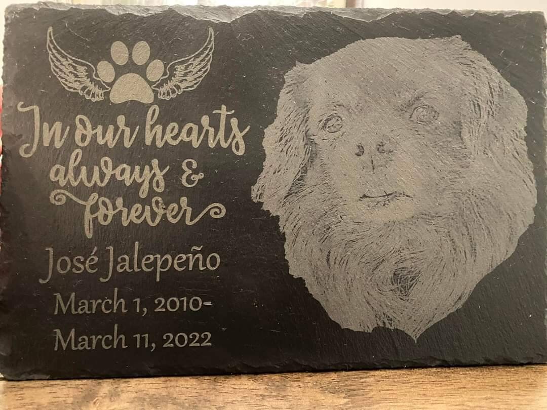 8x12x.25 Slate Memorial Plaque. Custom Made Slate Plaque Engraved With