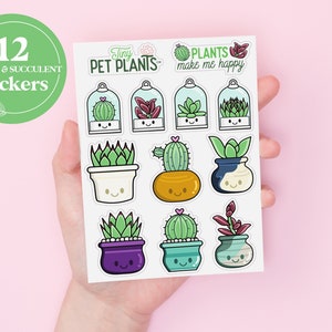 Cactus and Succulent Stickers: Potted Plant Decals (Set of 12)
