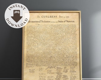 United States Declaration of Independence ~ INSTANT DOWNLOAD ~ Wall Art & Decor ~ Digital JPG High Resolution