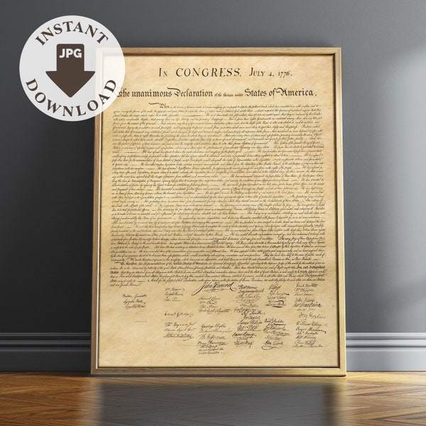 United States Declaration of Independence ~ INSTANT DOWNLOAD ~ Wall Art & Decor ~ Digital JPG High Resolution