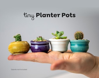 SO CUTE! - Handmade Glazed Clay Plant Pots - 4 Color Options - Gift Idea - Plant Your Own Seedlings - Fairy Garden