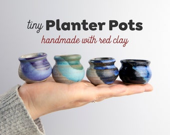 Handmade Miniature Red Clay Planter Pot: Multi Color Glazed Pottery