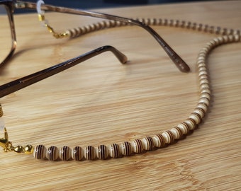 Beaded glasses chain, coffee brown glasses chain, brown bead glasses chain