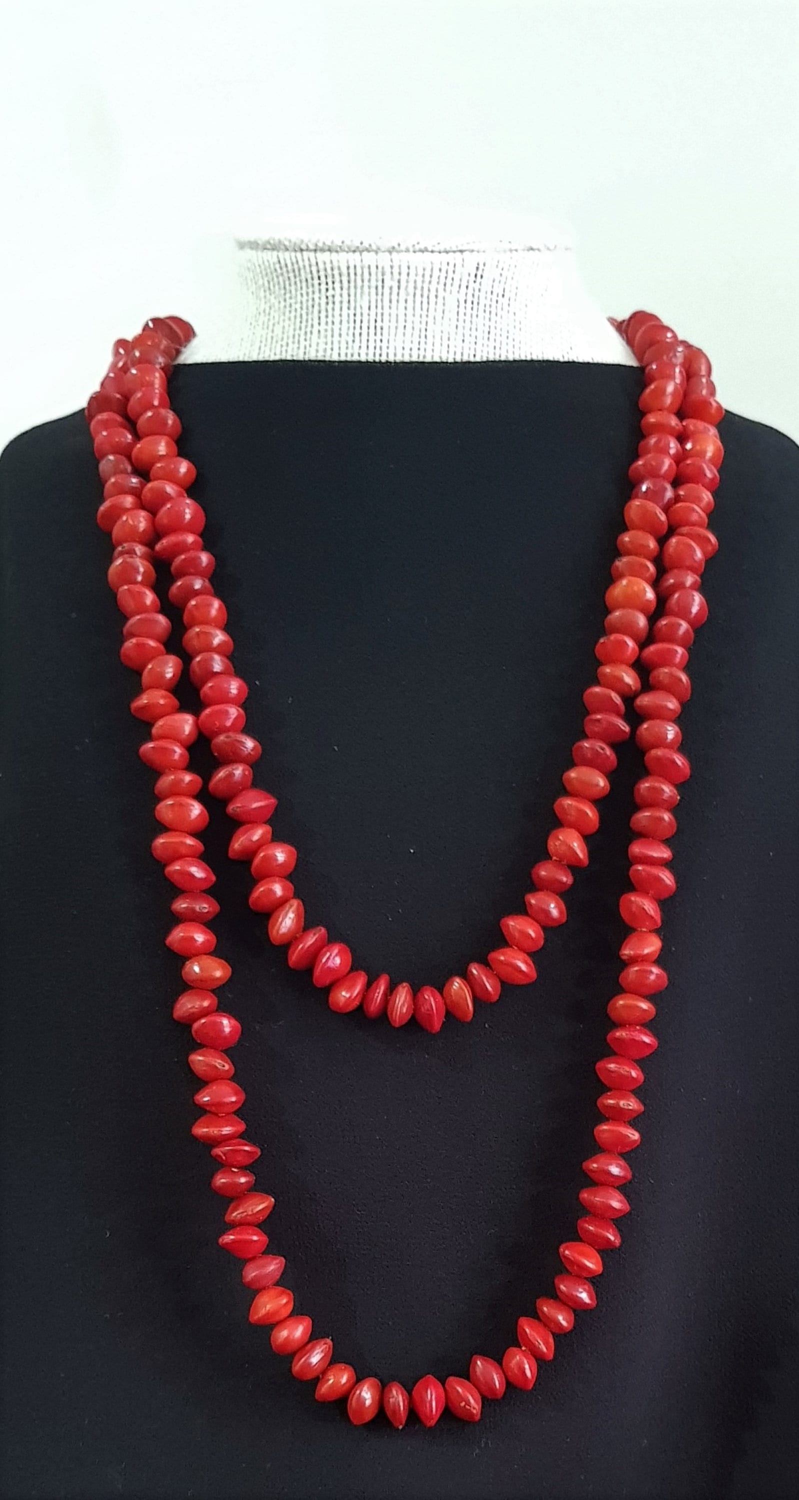 Wood Beads Necklace Red 💗 8mm Handmade Jewelry – WorldOfNecklaces