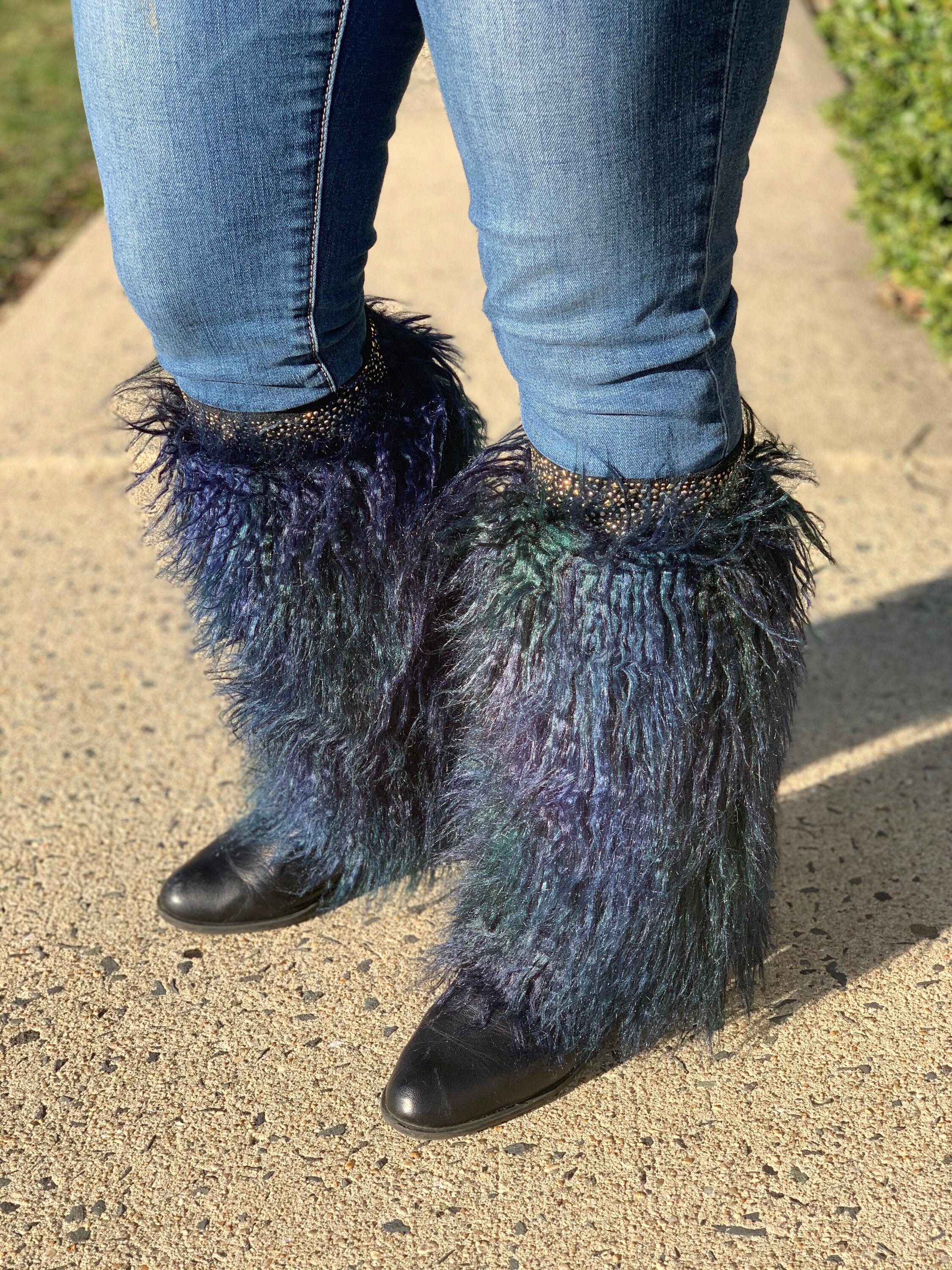 Faux Fur Boot Covers / Leg Warmers / Mongolian Faux Fur Leg Etsy