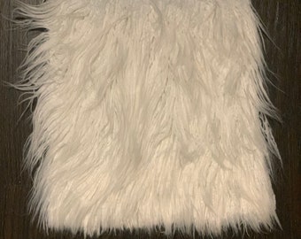 Shaggy Faux Fur Fabric Square: Mongolian Long Pile, 12”x12” Craft Piece