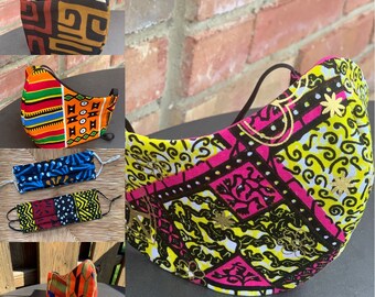 African Print Facemasks - 4 Layers - Nose Wire - Multi layer face masks - Four layer facemasks - Handmade face mask - Cotton face masks