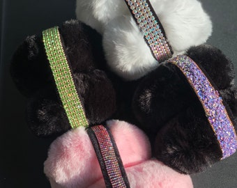 LADIES EAR MUFFS - Rich Girl Luxury Faux Fur Bling Ear Muffs with Crystals - Ear Muffs for Women  - Unique Ear Warmers - Fashion Earmuffs