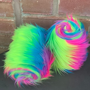 FAUX FUR TRIM - Rainbow Faux fur Trim - Fur for Slides - Diy Supply - Craft supply - Precut Faux Fur Fabric Rolls - Fur Fringe - Fur Ribbon