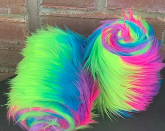 FAUX FUR TRIM - Rainbow Faux fur Trim - Fur for Slides - Diy Supply - Craft supply - Precut Faux Fur Fabric Rolls - Fur Fringe - Fur Ribbon