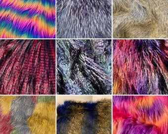 FAUX FUR FABRIC Squares - 12"x12" Fabric Squares - Precut Fabric - Multicolored Precut Faux Fur Fabric9 - Precut Fur Fabric crafting squares