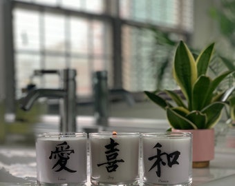 COCONUT WAX CANDLES - Peace, Love and Joy Candles - Handmade and hand poured candles - Wooden wick candles - Scented candles - Chemical Free