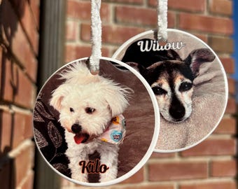 CUSTOM HOLIDAY ORNAMENTS - Holiday gifts  - Christmas Tree Ornaments - Custom 3” ceramic photo ornament - custom ornament with your image
