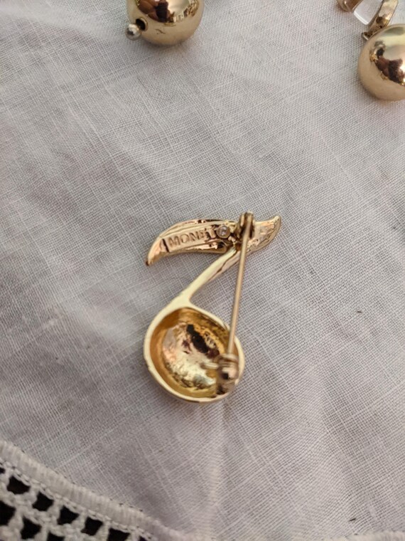 Lucite -- Goldtone Earrings and Monet Music Note … - image 3