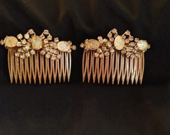 Vintage Celluloid Hair Comb W Rhinestones - Etsy display picture 3