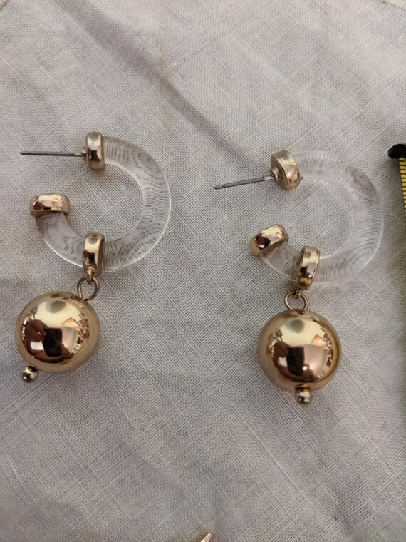 Lucite -- Goldtone Earrings and Monet Music Note … - image 2