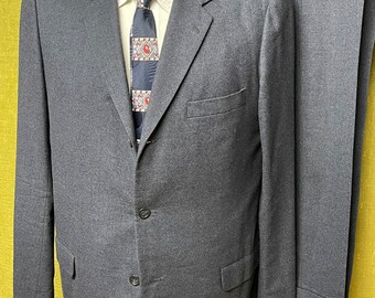 Stunning Vintage 1960’s Hong Kong Tailored Blue Gray Flannel Suit 41 Long